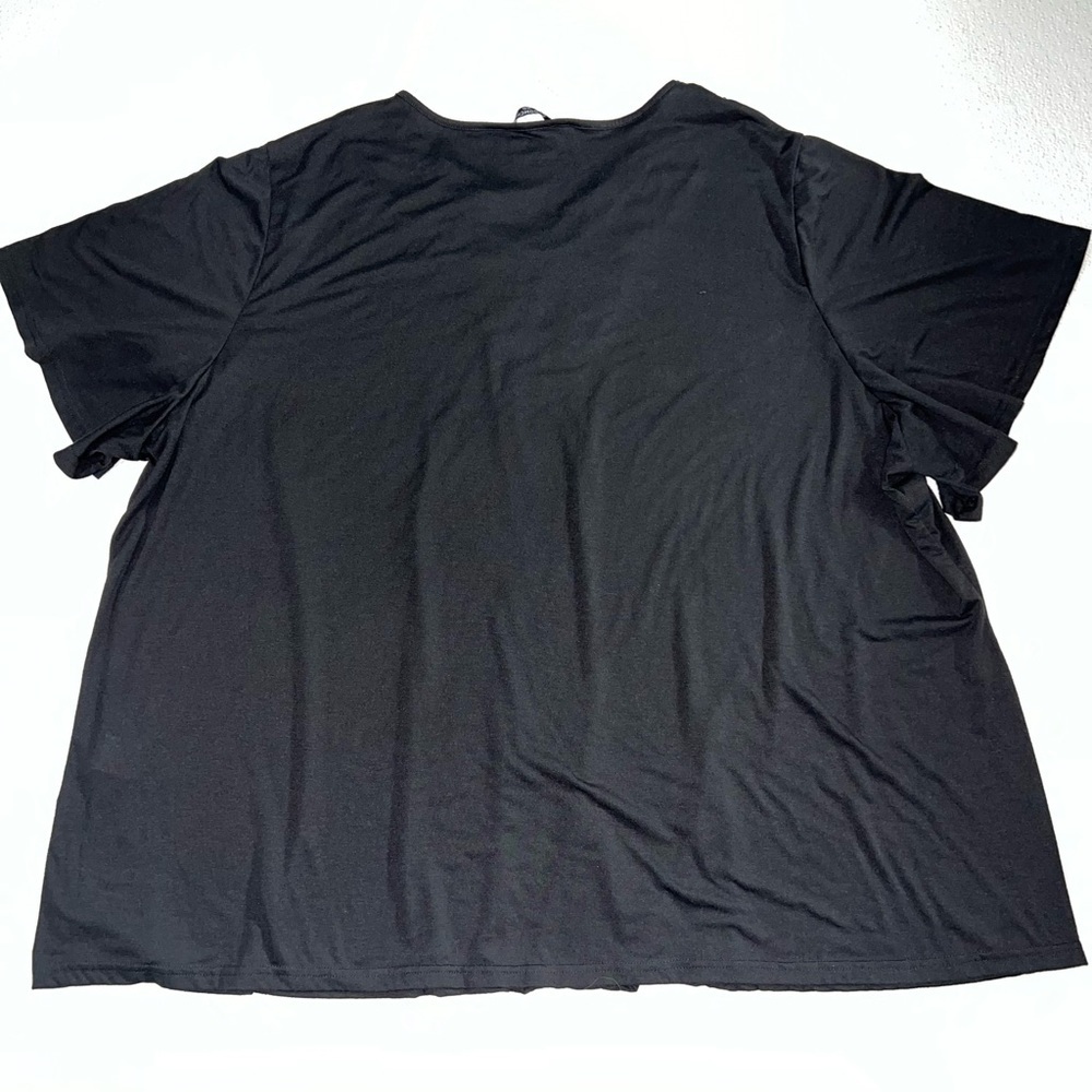 BloomChic Solid Ruffle Sleeve Lace V Neck Women's T-Shirt Black Size 30 NWT - Picture 9 of 10